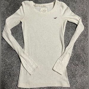 Hollister Y2K Vintage Stretch Cream Beige Knit Long Sleeve Top Size Medium